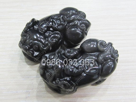 Tỳ Hưu Đá Obsidian ( Đá Vỏ Chai ) Trung